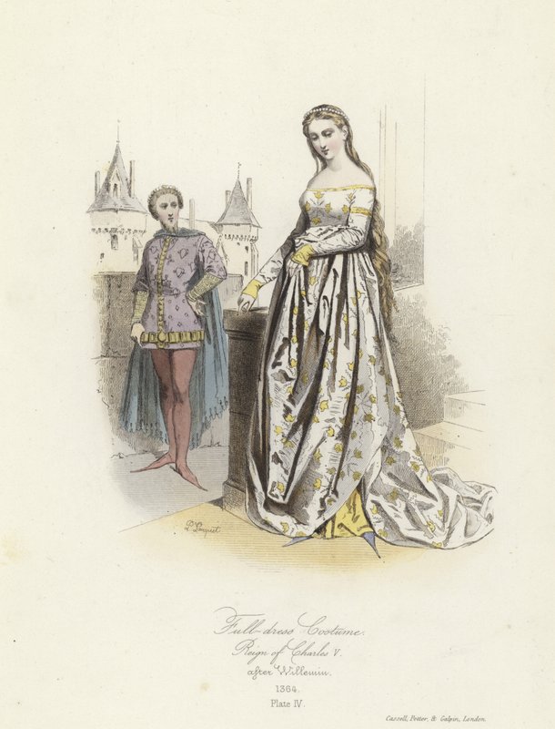 Fulddragt kostume fra Charles V af Frankrigs regeringstid af French School