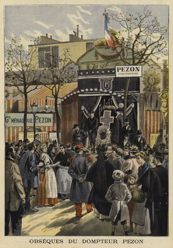 Begravelse af den franske dyretræner Jean-Baptiste Pezon, Paris, 1897 af French School