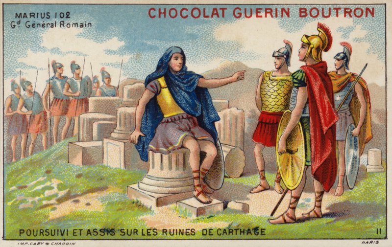 Gaius Marius i eksil blandt ruinerne af Karthago (chromolitho) af French School