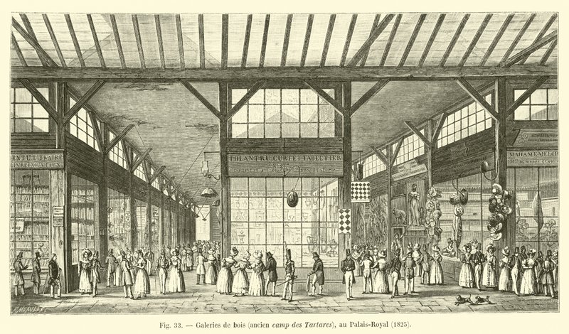 Trægallerier, tidligere tatarernes lejr, ved Palais-Royal, 1825 af French School