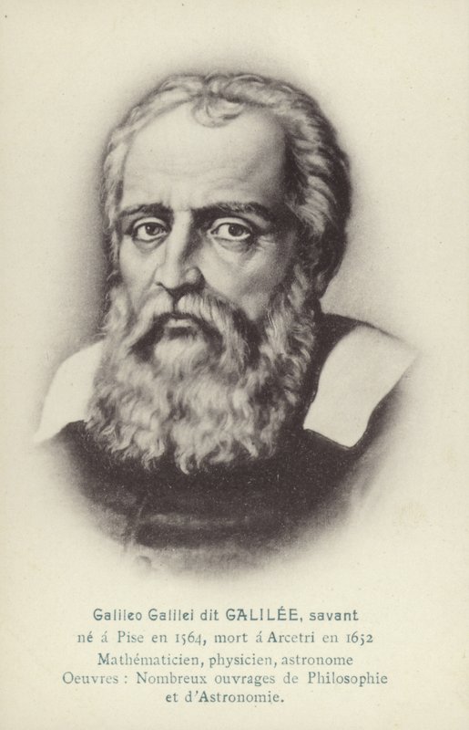 Galileo Galilei (1564-1642), italiensk fysiker, matematiker og astronom (litografi) af French School