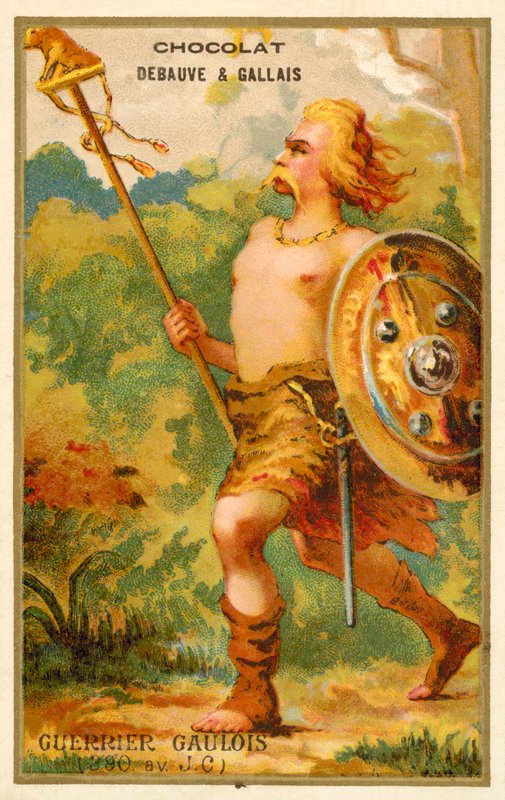 Gallisk kriger, 390 f.Kr. (chromolitho) af French School