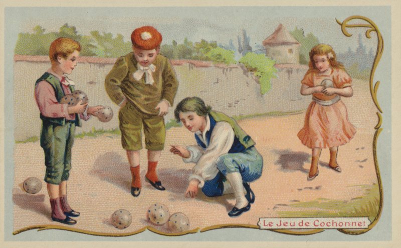 Spil boule eller petanque (chromolitho) af French School