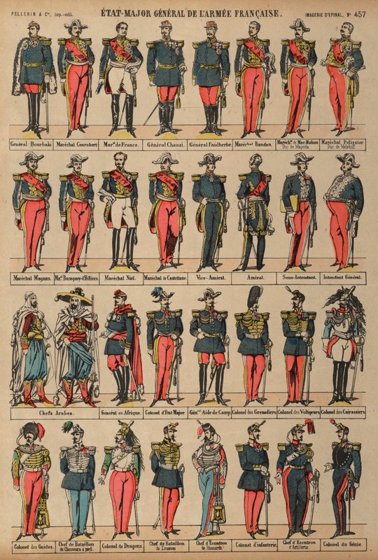Generalstab for den franske hær (farvet gravering) af French School