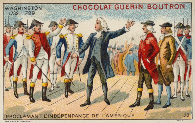 George Washington proklamerer Amerikas uafhængighed (chromolitho) af French School