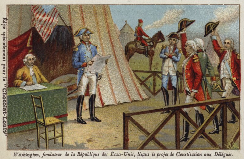 George Washington læser udkastet til USA