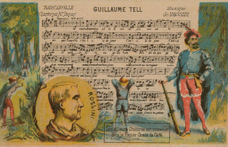 Gioachino Rossini, italiensk komponist fra det 19. århundrede, og musik fra hans opera William Tell af French School