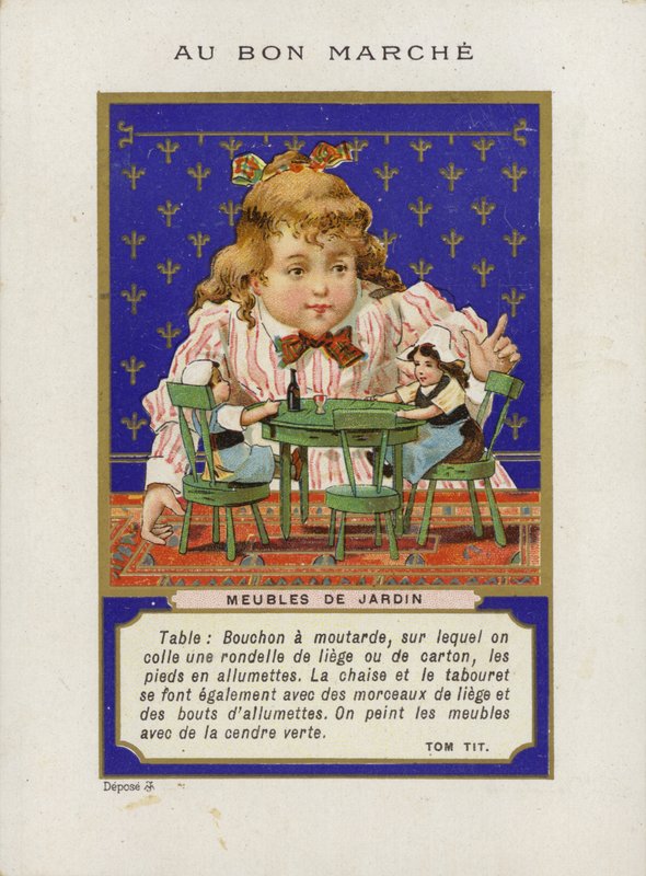 Pige leger med dukker og miniaturemøbler, Meubles De Jardin af French School