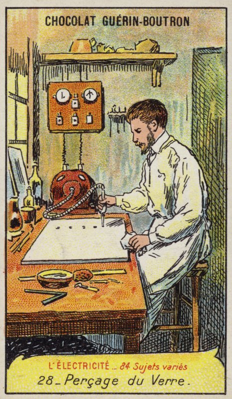 Glasboring (chromolitho) af French School