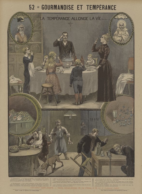 frådseri og temperament (farve litho) af French School