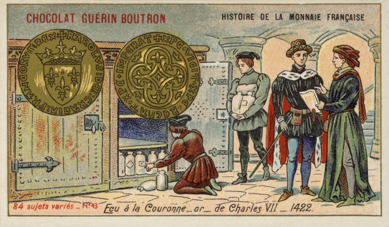 Guldskjold med kronen af ​​Charles VII af French School