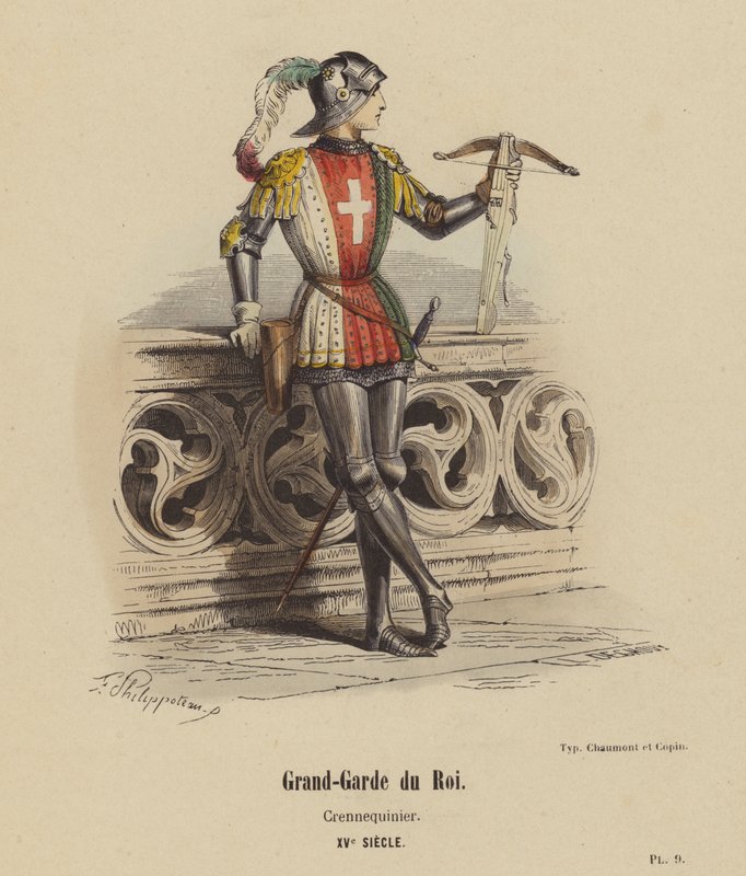 Grand Guard of the King, Crennequinier, XVth Century (farvet gravering) af French School
