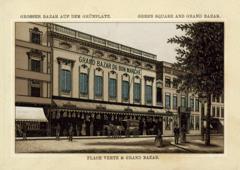 Grand Market Bazaar, Green Square, Antwerpen (chromolitho) af French School