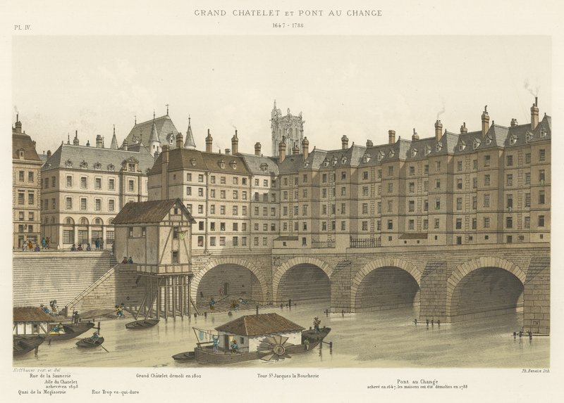 Grand Chatelet og Pont au Change, 1647-1788 af French School