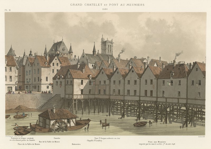 Grand Chatelet og Meuniers Bridge, 1580 af French School
