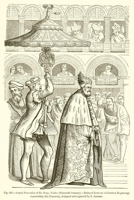Grand Procession af Doge, Venedig af French School
