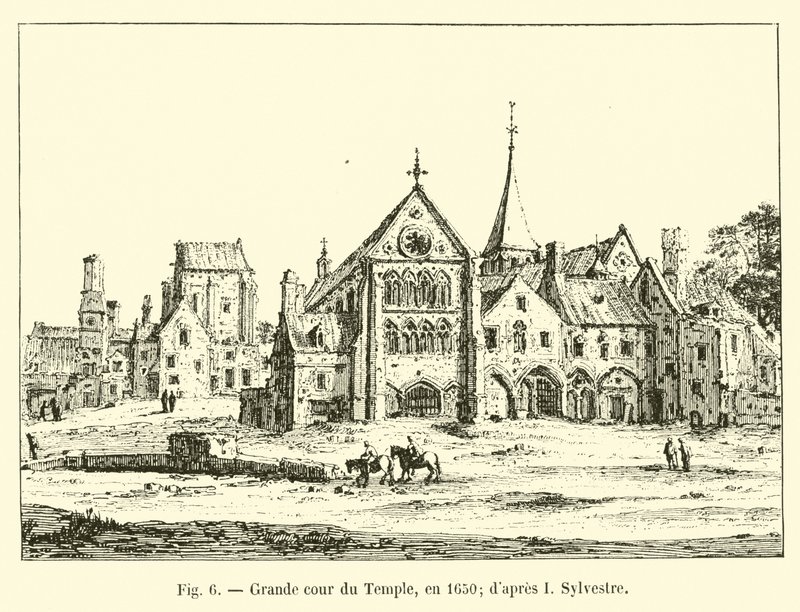 Templets store gårdsplads i 1650; efter I Sylvester af French School