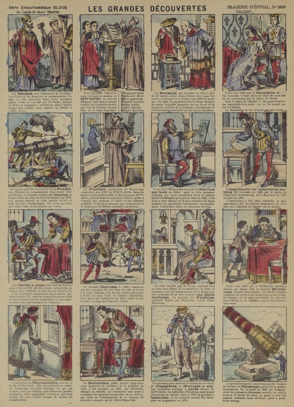 Store opdagelser (farve litho) af French School