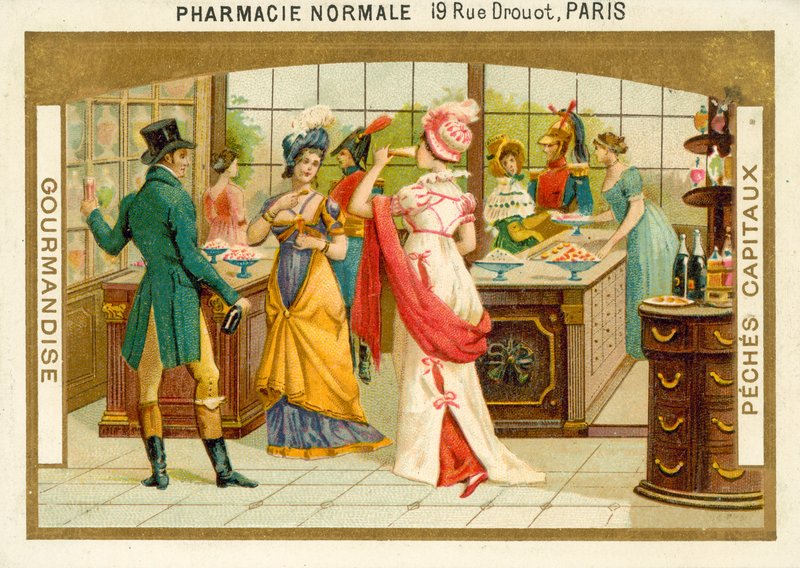 Grådighed (chromolitho) af French School