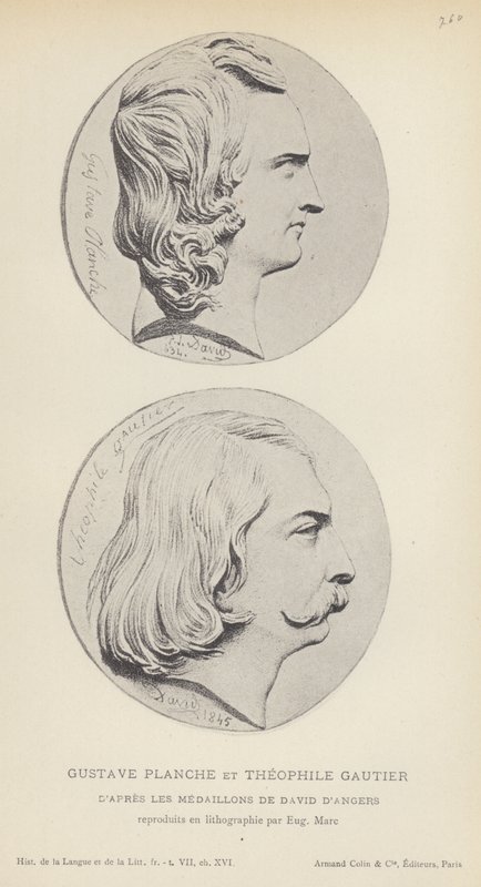 Gustave Planche og Theophile Gautier (litho) af French School