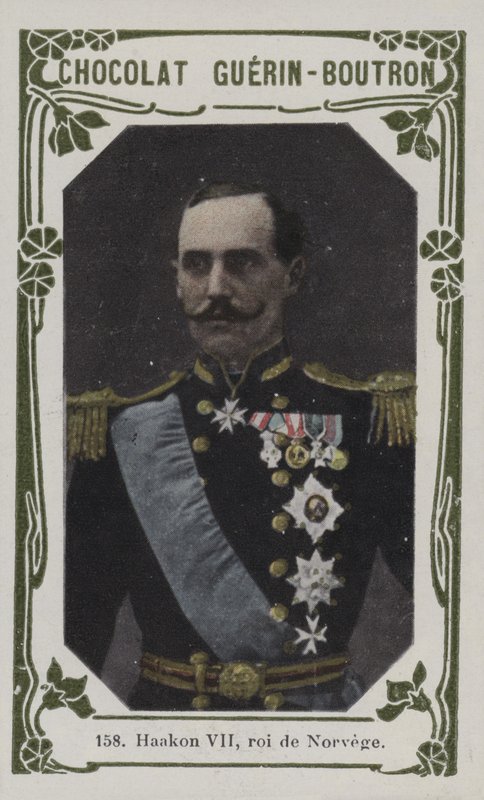 Haakon VII, roi de Norvege (coloured photo) af French School