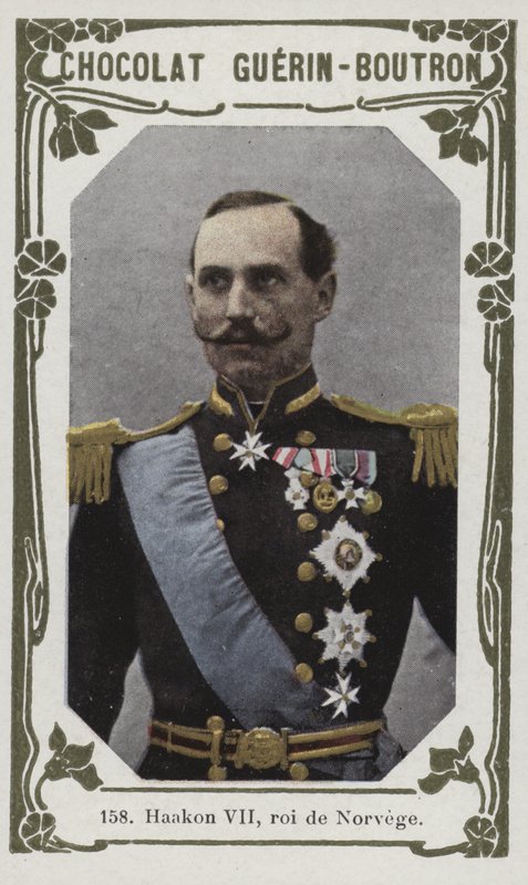 Haakon VII, roi de Norvege (coloured photo) af French School