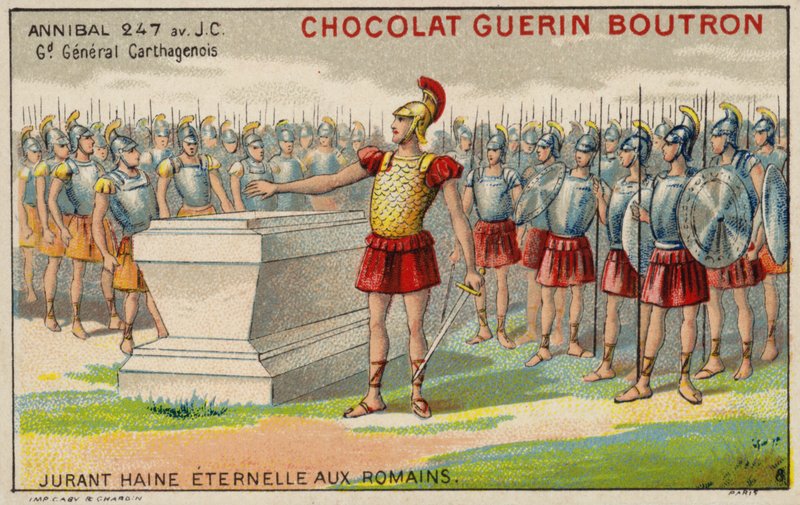 Hannibal sværger evigt had til romerne (chromolitho) af French School