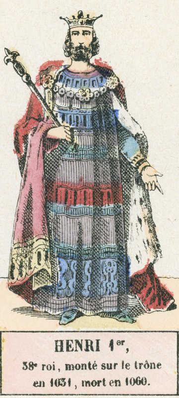 Henrik I, 38. konge, besteg tronen i 1031, døde i 1060 (farvet indgravering) af French School