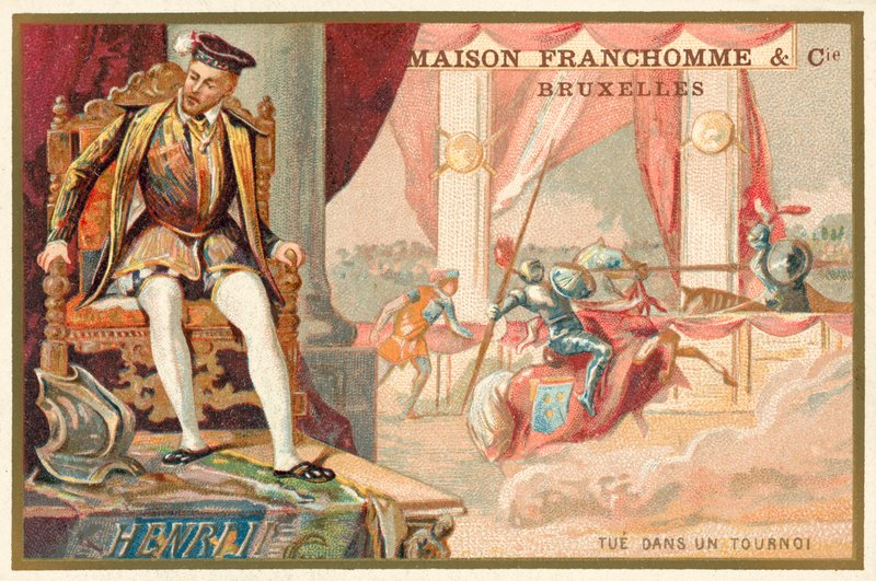 Henry II af Frankrig dræbt ved en turnering af Gabriel Montgomery af French School