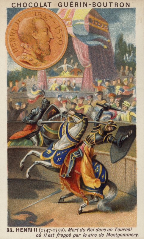 Henry II af Frankrig dræbt ved en turnering af Gabriel Montgomery af French School
