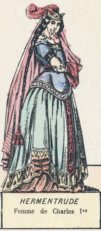 Hermentrude, kone til Charles I (farvet gravering) af French School