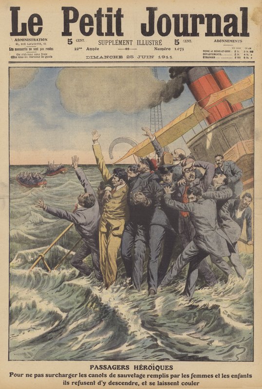 Heroiske passagerer (farve litho) af French School