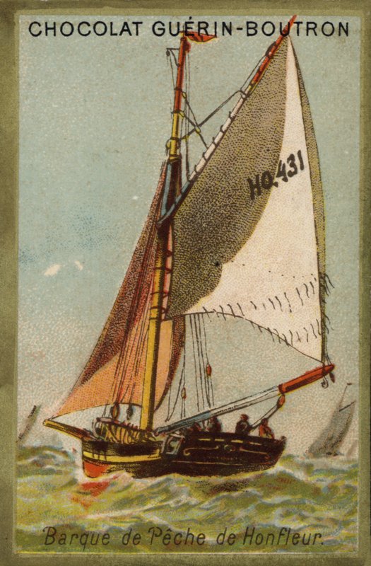Honfleur fiskerbåd (chromolitho) af French School