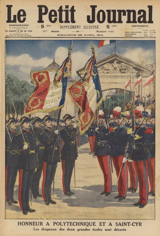 Ære til Ecole Polytechnique og Ecole Speciale Militaire de Saint-Cyr (farve litho) af French School