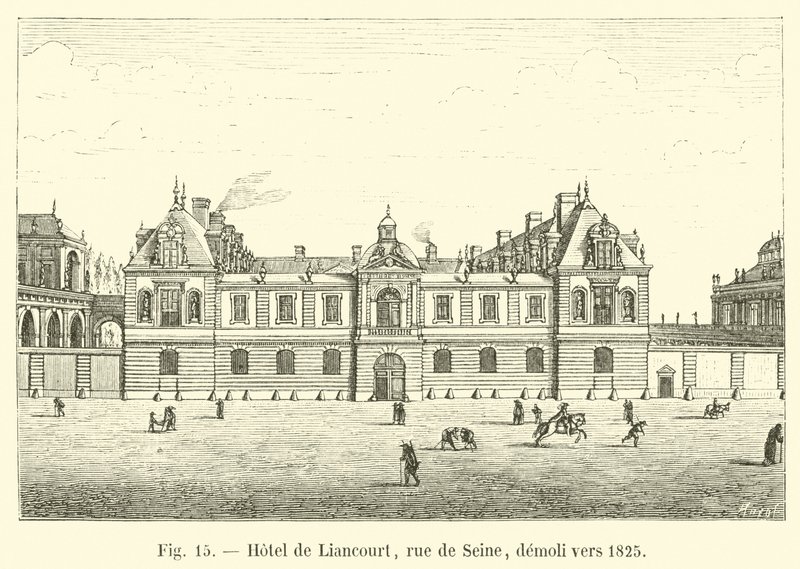 Hotel de Liancourt, rue de Seine, revet ned omkring 1825 af French School
