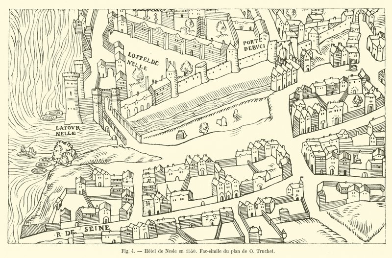 Hotel de Nesle i 1550, fax af kortet over O Truchet af French School