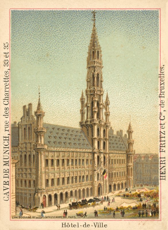 Hotel de Ville, Grand Place, Bruxelles (chromolitho) af French School