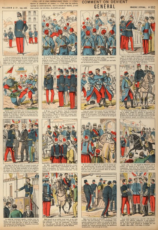 Sådan bliver du general (farvet gravering) af French School