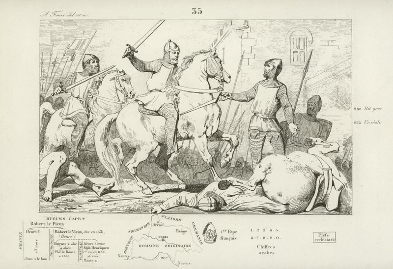 Hugh Capet captures Charles of Lorraine, 991  af French School