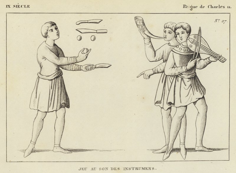IX Century, Reign of Charles II, Spil til lyden af ​​instrumenter (gravering) af French School