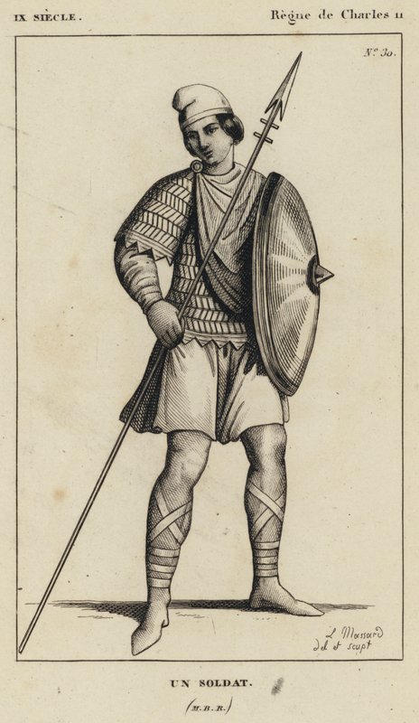 IX Century, Reign of Charles II, A Soldat (gravering) af French School