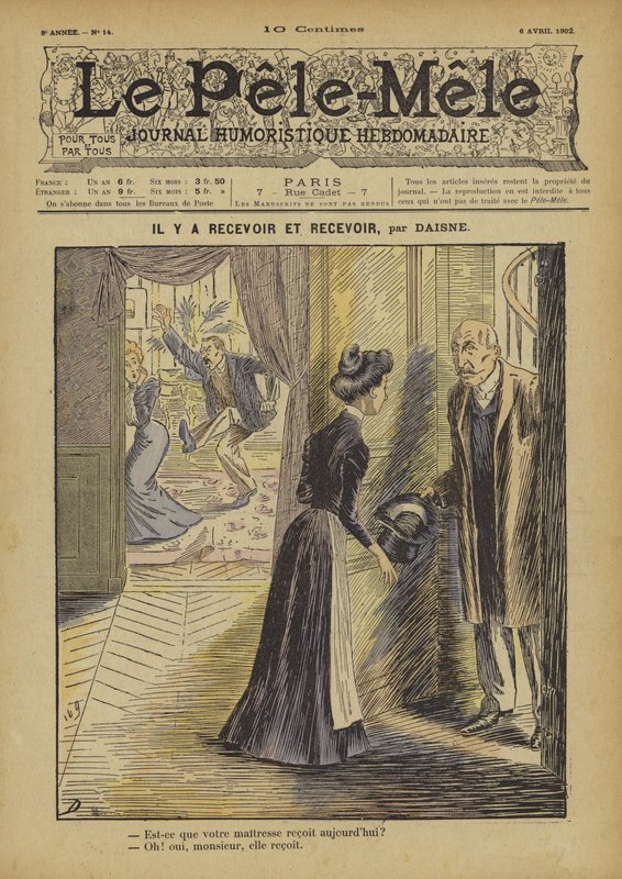 Der er modtagelse og modtagelse. Illustration til Le Pele-Mele af French School