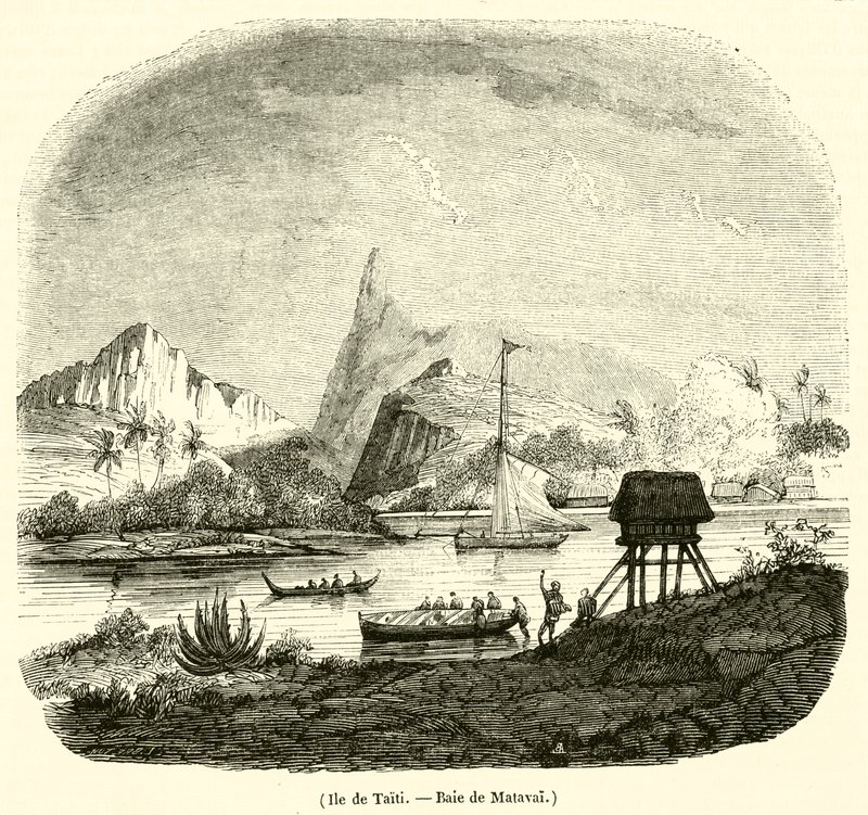 Ile de Taiti, Baie de Matavai (gravering) af French School