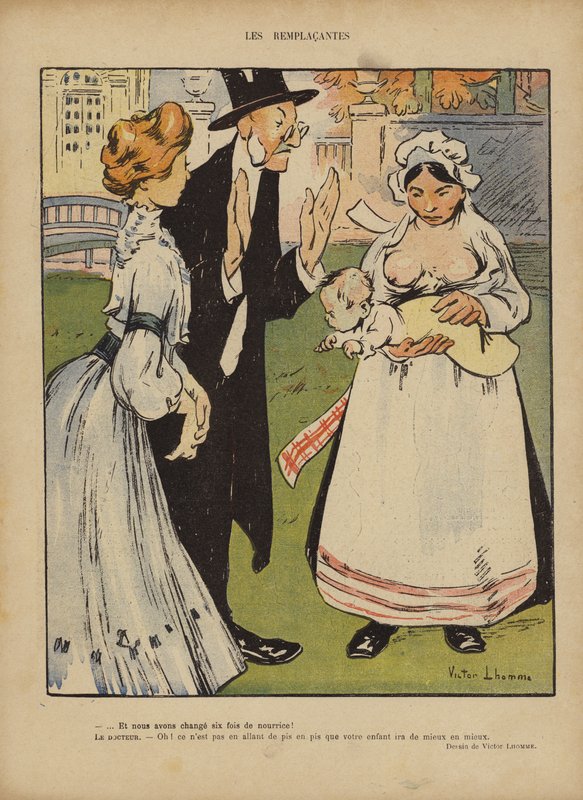 Illustration til Le Rire (farve litho) af French School
