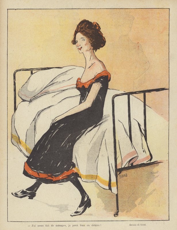 Illustration til Le Rire (farve litho) af French School