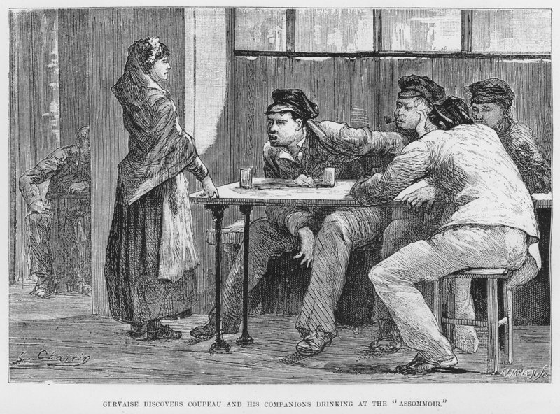 Illustration til The Assommoir, A Realistic Novel, af Emile Zola (gravering) af French School