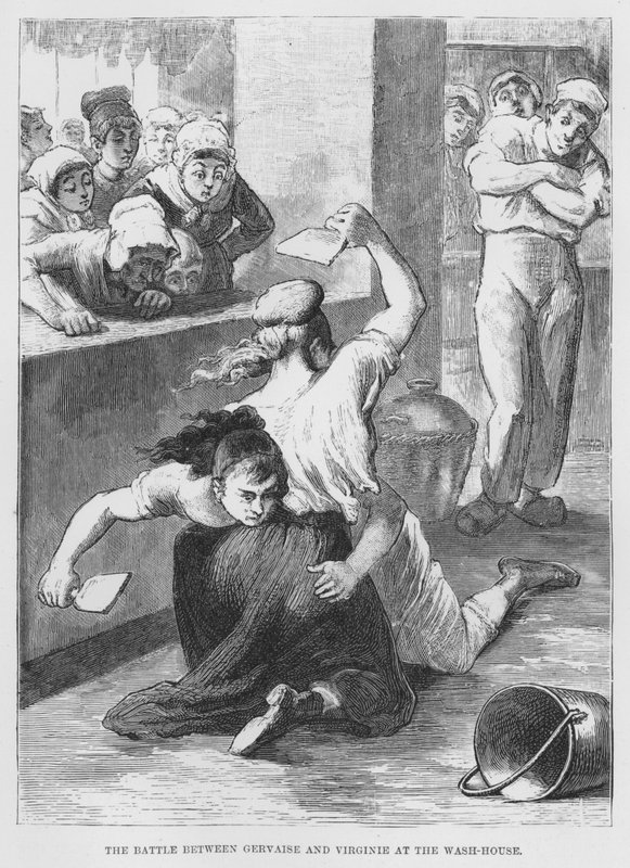 Illustration til The Assommoir, A Realistic Novel, af Emile Zola (gravering) af French School