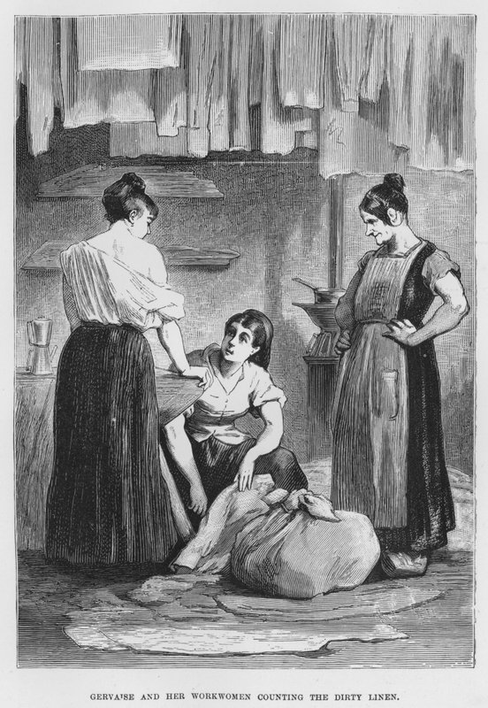 Illustration til The Assommoir, A Realistic Novel, af Emile Zola (gravering) af French School
