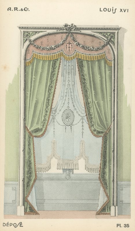Illustration fra indretningsproduktkatalog fra A R & Cie, Frankrig af French School
