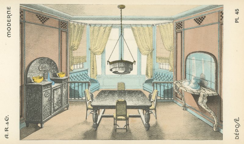 Illustration fra indretningsproduktkatalog fra A R & Cie, Frankrig af French School